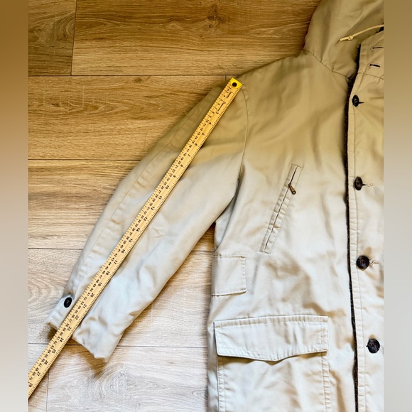 Vintage Glemot Deep Pile Fleece Lined Parka Coat Beige Hooded Size 40 - Picture 9 of 11